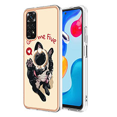 Funda Silicona Gel Goma Patron de Moda Carcasa con Anillo de dedo Soporte YB1 para Xiaomi Redmi Note 11 4G (2022) Caqui