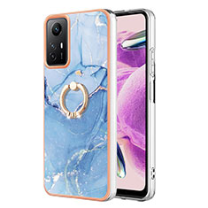 Funda Silicona Gel Goma Patron de Moda Carcasa con Anillo de dedo Soporte YB1 para Xiaomi Redmi Note 12S Azul