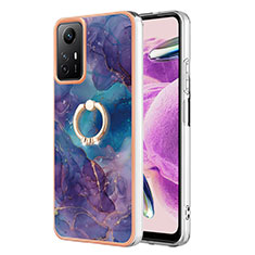 Funda Silicona Gel Goma Patron de Moda Carcasa con Anillo de dedo Soporte YB1 para Xiaomi Redmi Note 12S Morado