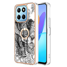 Funda Silicona Gel Goma Patron de Moda Carcasa con Anillo de dedo Soporte YB2 para Huawei Honor X6 Gris