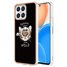 Funda Silicona Gel Goma Patron de Moda Carcasa con Anillo de dedo Soporte YB2 para Huawei Honor X8 4G Multicolor