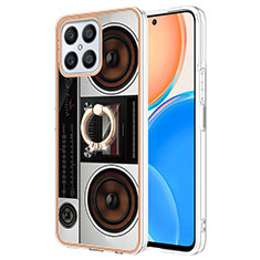 Funda Silicona Gel Goma Patron de Moda Carcasa con Anillo de dedo Soporte YB2 para Huawei Honor X8 4G Vistoso