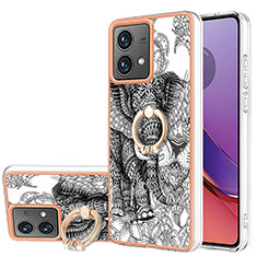 Funda Silicona Gel Goma Patron de Moda Carcasa con Anillo de dedo Soporte YB2 para Motorola Moto G84 5G Gris