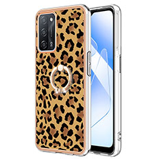 Funda Silicona Gel Goma Patron de Moda Carcasa con Anillo de dedo Soporte YB2 para Oppo A55 5G Marron