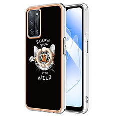 Funda Silicona Gel Goma Patron de Moda Carcasa con Anillo de dedo Soporte YB2 para Oppo A55 5G Multicolor