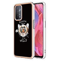 Funda Silicona Gel Goma Patron de Moda Carcasa con Anillo de dedo Soporte YB2 para Oppo A74 5G Multicolor