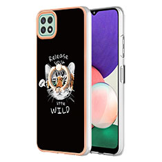 Funda Silicona Gel Goma Patron de Moda Carcasa con Anillo de dedo Soporte YB2 para Samsung Galaxy A22s 5G Multicolor