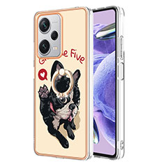 Funda Silicona Gel Goma Patron de Moda Carcasa con Anillo de dedo Soporte YB2 para Xiaomi Redmi Note 12 Explorer Caqui