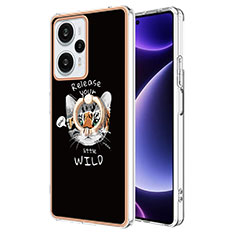 Funda Silicona Gel Goma Patron de Moda Carcasa con Anillo de dedo Soporte YB2 para Xiaomi Redmi Note 12 Turbo 5G Multicolor