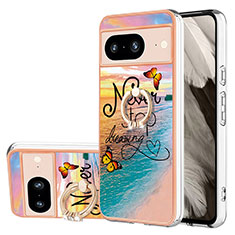 Funda Silicona Gel Goma Patron de Moda Carcasa con Anillo de dedo Soporte YB3 para Google Pixel 8 5G Multicolor