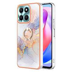 Funda Silicona Gel Goma Patron de Moda Carcasa con Anillo de dedo Soporte YB3 para Huawei Honor X6a Purpura Claro