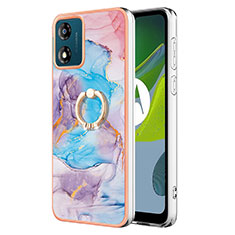 Funda Silicona Gel Goma Patron de Moda Carcasa con Anillo de dedo Soporte YB3 para Motorola Moto E13 Azul