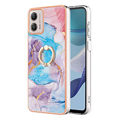 Funda Silicona Gel Goma Patron de Moda Carcasa con Anillo de dedo Soporte YB3 para Motorola Moto G53 5G Azul