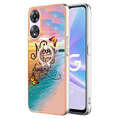 Funda Silicona Gel Goma Patron de Moda Carcasa con Anillo de dedo Soporte YB3 para Oppo A58 5G Multicolor