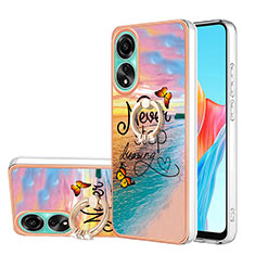 Funda Silicona Gel Goma Patron de Moda Carcasa con Anillo de dedo Soporte YB3 para Oppo A78 4G Multicolor