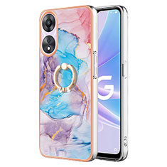 Funda Silicona Gel Goma Patron de Moda Carcasa con Anillo de dedo Soporte YB3 para Oppo A78 5G Azul