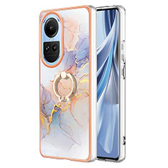 Funda Silicona Gel Goma Patron de Moda Carcasa con Anillo de dedo Soporte YB3 para Oppo Reno10 Pro 5G Purpura Claro