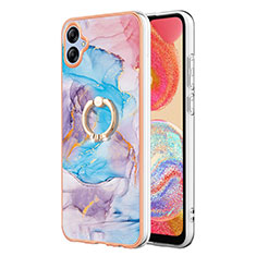 Funda Silicona Gel Goma Patron de Moda Carcasa con Anillo de dedo Soporte YB3 para Samsung Galaxy A04 4G Azul