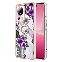 Funda Silicona Gel Goma Patron de Moda Carcasa con Anillo de dedo Soporte YB3 para Xiaomi Civi 2 5G Morado