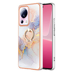 Funda Silicona Gel Goma Patron de Moda Carcasa con Anillo de dedo Soporte YB3 para Xiaomi Civi 2 5G Purpura Claro