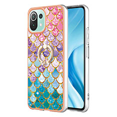 Funda Silicona Gel Goma Patron de Moda Carcasa con Anillo de dedo Soporte YB3 para Xiaomi Mi 11 Lite 4G Vistoso