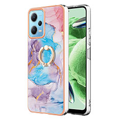 Funda Silicona Gel Goma Patron de Moda Carcasa con Anillo de dedo Soporte YB3 para Xiaomi Poco X5 5G Azul