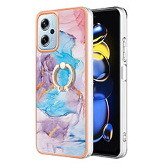 Funda Silicona Gel Goma Patron de Moda Carcasa con Anillo de dedo Soporte YB3 para Xiaomi Redmi K50i 5G Azul