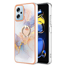 Funda Silicona Gel Goma Patron de Moda Carcasa con Anillo de dedo Soporte YB3 para Xiaomi Redmi K50i 5G Purpura Claro