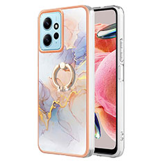 Funda Silicona Gel Goma Patron de Moda Carcasa con Anillo de dedo Soporte YB3 para Xiaomi Redmi Note 12 4G Purpura Claro