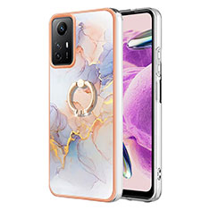 Funda Silicona Gel Goma Patron de Moda Carcasa con Anillo de dedo Soporte YB3 para Xiaomi Redmi Note 12S Purpura Claro