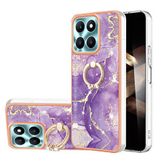 Funda Silicona Gel Goma Patron de Moda Carcasa con Anillo de dedo Soporte YB5 para Huawei Honor X8b Morado