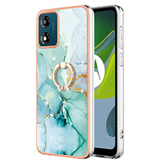 Funda Silicona Gel Goma Patron de Moda Carcasa con Anillo de dedo Soporte YB5 para Motorola Moto E13 Verde