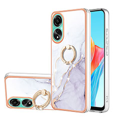 Funda Silicona Gel Goma Patron de Moda Carcasa con Anillo de dedo Soporte YB5 para Oppo A78 4G Blanco