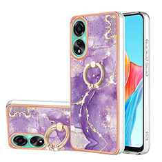 Funda Silicona Gel Goma Patron de Moda Carcasa con Anillo de dedo Soporte YB5 para Oppo A78 4G Morado