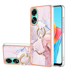 Funda Silicona Gel Goma Patron de Moda Carcasa con Anillo de dedo Soporte YB5 para Oppo A78 4G Rosa