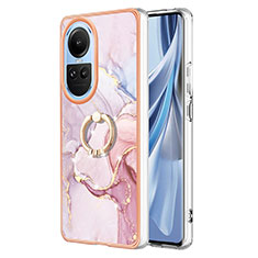 Funda Silicona Gel Goma Patron de Moda Carcasa con Anillo de dedo Soporte YB5 para Oppo Reno10 5G Rosa