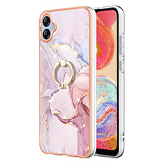 Funda Silicona Gel Goma Patron de Moda Carcasa con Anillo de dedo Soporte YB5 para Samsung Galaxy A04 4G Rosa