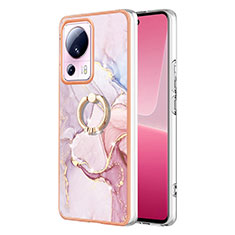 Funda Silicona Gel Goma Patron de Moda Carcasa con Anillo de dedo Soporte YB5 para Xiaomi Civi 2 5G Rosa