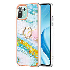 Funda Silicona Gel Goma Patron de Moda Carcasa con Anillo de dedo Soporte YB5 para Xiaomi Mi 11 Lite 4G Vistoso