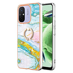 Funda Silicona Gel Goma Patron de Moda Carcasa con Anillo de dedo Soporte YB5 para Xiaomi Poco C55 Vistoso