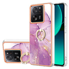 Funda Silicona Gel Goma Patron de Moda Carcasa con Anillo de dedo Soporte YB5 para Xiaomi Redmi K60 Ultra 5G Purpura Claro