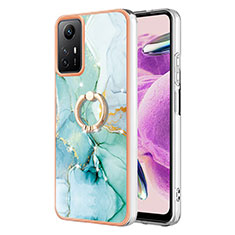 Funda Silicona Gel Goma Patron de Moda Carcasa con Anillo de dedo Soporte YB5 para Xiaomi Redmi Note 12S Verde