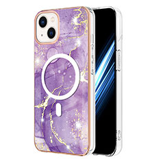 Funda Silicona Gel Goma Patron de Moda Carcasa con Mag-Safe Magnetic para Apple iPhone 14 Morado