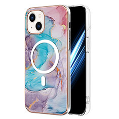 Funda Silicona Gel Goma Patron de Moda Carcasa con Mag-Safe Magnetic para Apple iPhone 14 Plus Azul