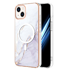 Funda Silicona Gel Goma Patron de Moda Carcasa con Mag-Safe Magnetic para Apple iPhone 14 Plus Blanco