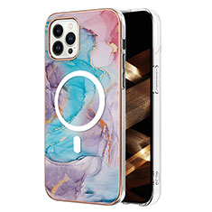 Funda Silicona Gel Goma Patron de Moda Carcasa con Mag-Safe Magnetic para Apple iPhone 15 Pro Azul