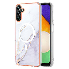 Funda Silicona Gel Goma Patron de Moda Carcasa con Mag-Safe Magnetic para Samsung Galaxy A34 5G Blanco