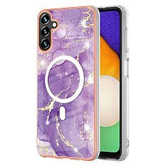 Funda Silicona Gel Goma Patron de Moda Carcasa con Mag-Safe Magnetic para Samsung Galaxy A34 5G Morado