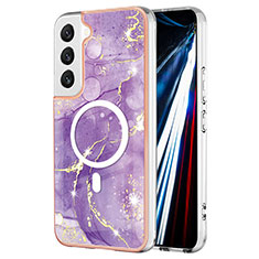 Funda Silicona Gel Goma Patron de Moda Carcasa con Mag-Safe Magnetic para Samsung Galaxy S23 5G Morado