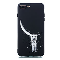 Funda Silicona Gel Goma Patron de Moda Carcasa para Apple iPhone 7 Plus Negro